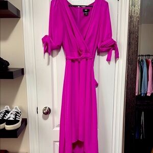 DKNY Fuchsia Wrap Midi Dress